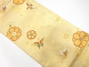 流水に蝶・花模様織り出し　振袖用袋帯